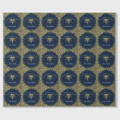 Afstuderen van de verpleegschool Navy Blue Gold Cadeaupapier (Vlak)