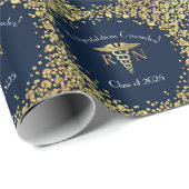 Afstuderen van de verpleegschool Navy Blue Gold Cadeaupapier (Rol Hoek)