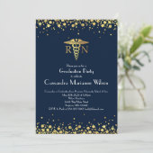Afstuderen van de verpleegschool Navy Blue Gold Kaart (Staand voorkant)