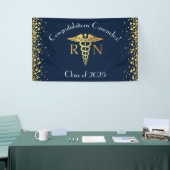 Afstuderen van de verpleegschool Navy Blue Gold Spandoek (Beurs)