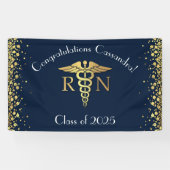 Afstuderen van de verpleegschool Navy Blue Gold Spandoek (Horizontaal)