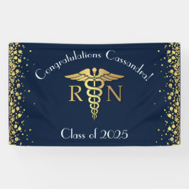 Afstuderen van de verpleegschool Navy Blue Gold Spandoek