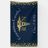 Afstuderen van de verpleegschool Navy Blue Gold Spandoek (Verticaal)