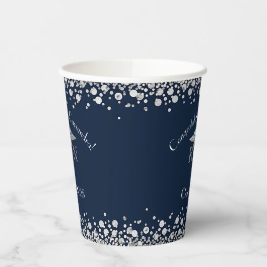 Afstuderen van de verpleegschool Navy Blue Silver Papieren Bekers (Links)