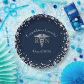 Afstuderen van de verpleegschool Navy Blue Silver Papieren Bordje (Feest)