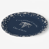 Afstuderen van de verpleegschool Navy Blue Silver Papieren Bordje (Gekanteld)