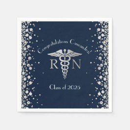 Afstuderen van de verpleegschool Navy Blue Silver Servet