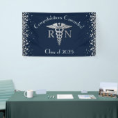 Afstuderen van de verpleegschool Navy Blue Silver Spandoek (Beurs)