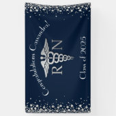 Afstuderen van de verpleegschool Navy Blue Silver Spandoek (Verticaal)
