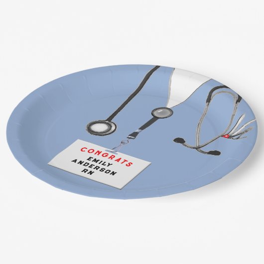 Afstuderen van de verpleegschool papieren bordje (Gekanteld)