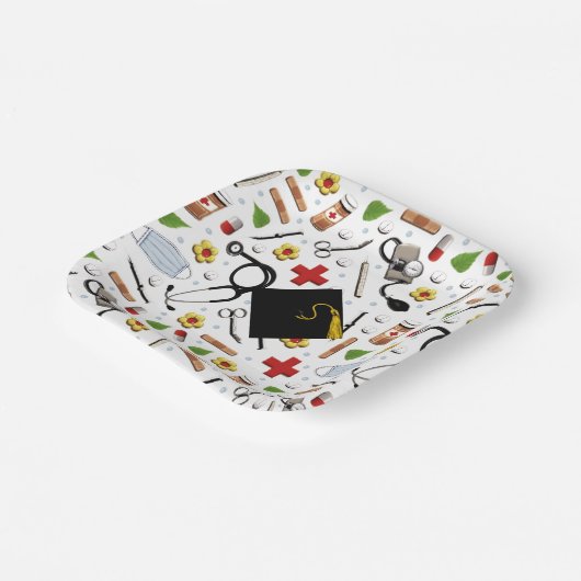 Afstuderen van de verpleegschool papieren bordje (Gebogen)