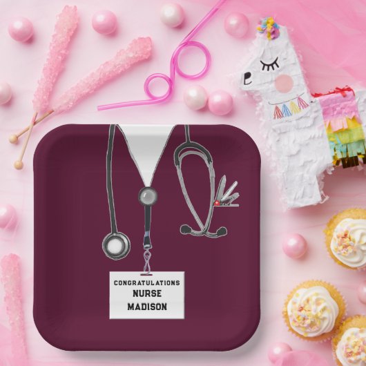 Afstuderen van de verpleegschool papieren bordje (Feest)