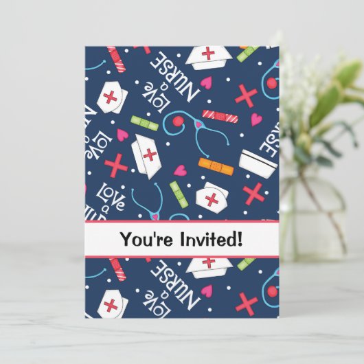 Afstuderen van de verpleegschool Vielebration Navy Kaart (Staand voorkant)