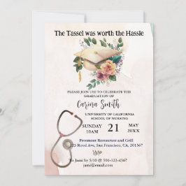 Afstuderen van de verpleegschool Vintage Boho Flor Kaart