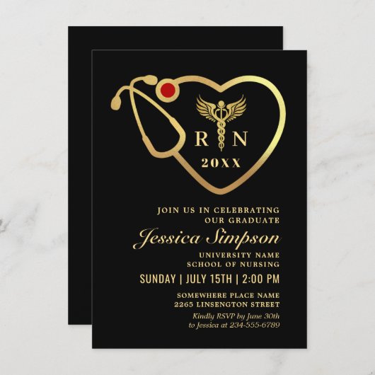 Afstuderen van de verpleegschool voor zwarte en go kaart (Voorkant / Achterkant)