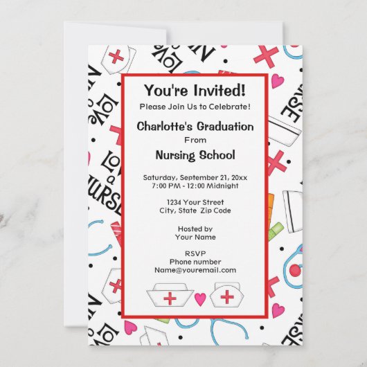 Afstuderen van de verpleegschool: White Red Kaart (Achterkant)