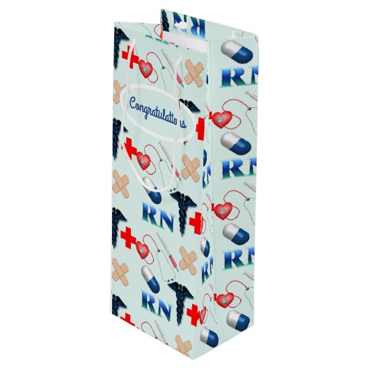 Afstuderen van de verpleegschool wijn cadeautas (Voorkant Gekanteld)