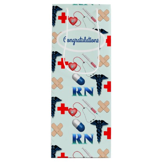 Afstuderen van de verpleegschool wijn cadeautas (Voorkant)