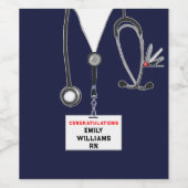 Afstuderen van de verpleegschool wijn etiket (Enkel label)