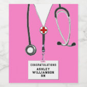 Afstuderen van de verpleegschool wijn etiket (Enkel label)