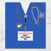 Afstuderen van de verpleegschool wijn etiket (Enkel label)