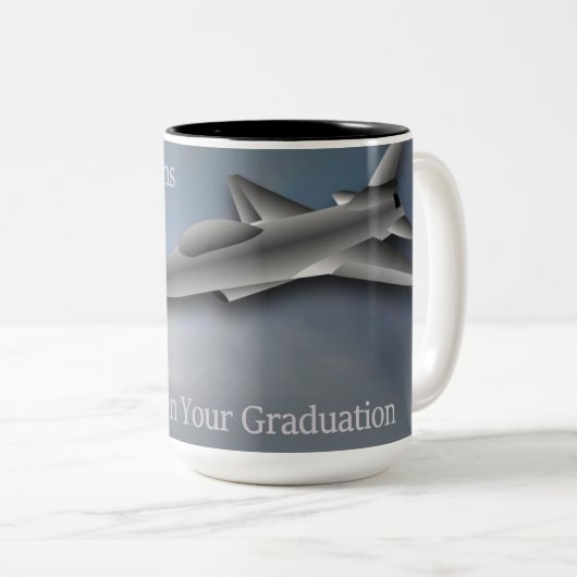 Afstuderen van de vliegschool tweekleurige koffiemok (Voorkant rechts)