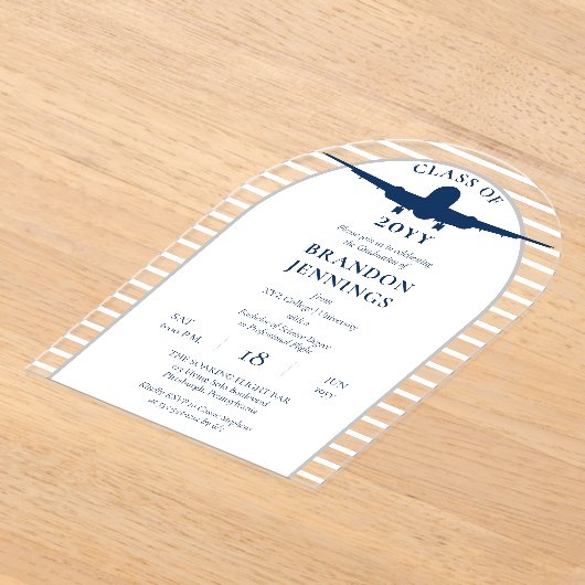 Afstuderen van de vliegschool voor piloot acryl uitnodigingen (Laagn)