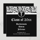 Afstuderen van de Zwarte en Witte Caduceus Medisch Kaart (Voorkant / Achterkant)