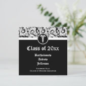 Afstuderen van de Zwarte en Witte Caduceus Medisch Kaart (Staand voorkant)