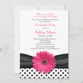 Afstuderen van de zwarte en witte poka Roze Daisy Kaart (Voorkant)
