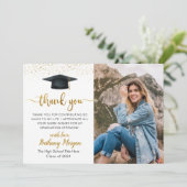 Afstuderen van de zwarte goudballon van het modern bedankkaart (Staand voorkant)