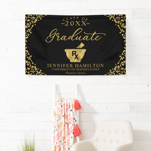 Afstuderen van de zwarte School Spandoek (Insitu)