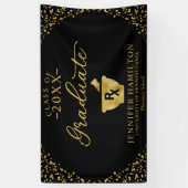 Afstuderen van de zwarte School Spandoek (Verticaal)