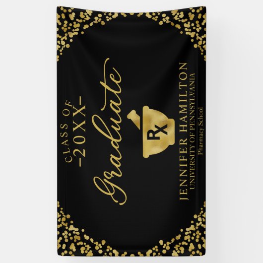 Afstuderen van de zwarte School Spandoek (Verticaal)