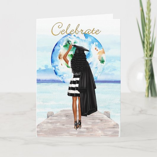 Afstuderen van een Afrikaans Amerikaans meisje Kaart (Voorkant)