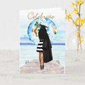 Afstuderen van een Afrikaans Amerikaans meisje Kaart (Gele Bloem)