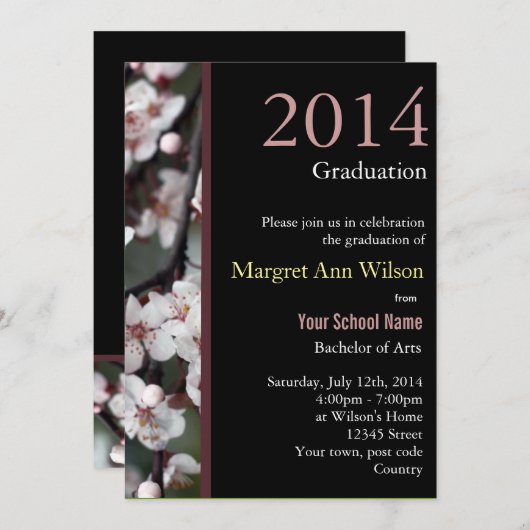 Afstuderen van een mooie bloem kaart (Voorkant / Achterkant)