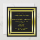 Afstuderen van Elegant Black & Gold Framed-Man Kaart (Achterkant)