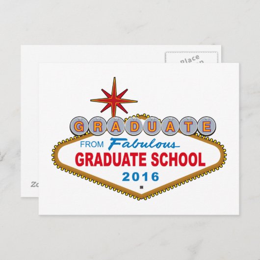 Afstuderen van Fabulous Afstuderen School 2016 (Ve Aankondigingskaart (Voorkant / Achterkant)