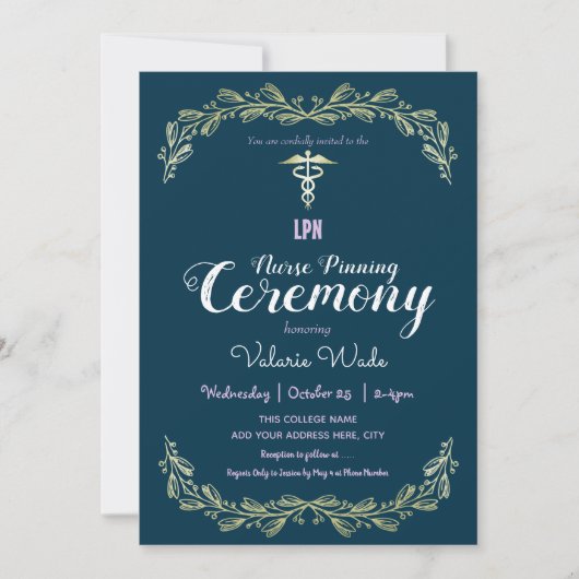 Afstuderen van fancy Lijst LPN Nurse Pinning Cerem Kaart (Voorkant)