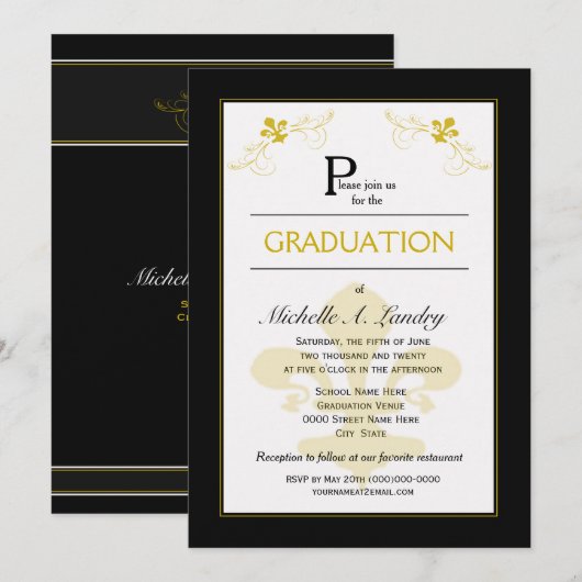 Afstuderen van Florence Fleur de Lis Kaart (Voorkant / Achterkant)