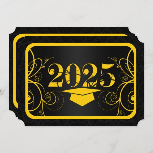 Afstuderen van geel en zwart Lijst Kaart (Voorkant / Achterkant)