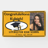 Afstuderen van Goud en zwart-wit Spandoek (Horizontaal)