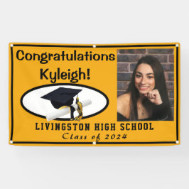 Afstuderen van Goud en zwart-wit Spandoek