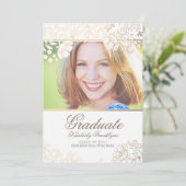 Afstuderen van gouden en witte Floral Kaart (Staand voorkant)