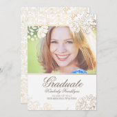 Afstuderen van gouden en witte Floral Kaart (Voorkant / Achterkant)