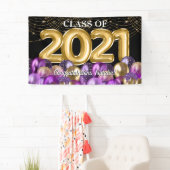 Afstuderen van gouden Paarse ballonnen van 2021 Spandoek (Insitu)