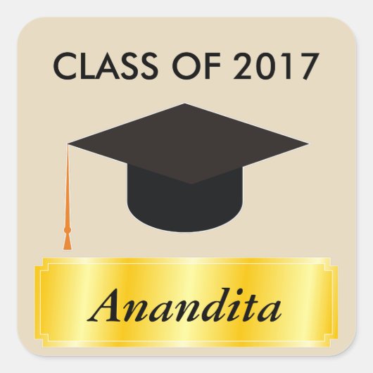 Afstuderen van goudLabel Vierkante Sticker (Voorkant)