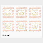 Afstuderen van goudroze Confetti-staven Vierkante Sticker (Vel)