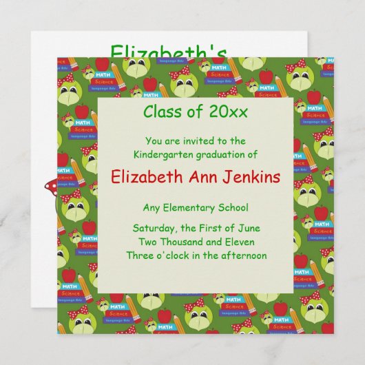 Afstuderen van Green Lady Turtle Aankondiging (Voorkant / Achterkant)